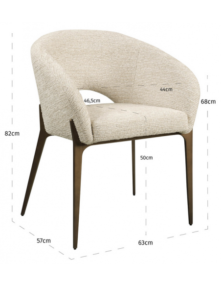 spisebordsstol metal stof armlæn moderne design beige