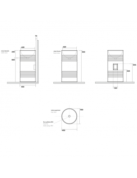rund håndvask fritstående fristående vask gulvmonteret gulv badeværelse keramik sort