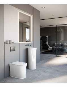 håndvask fritstående fristående vask gulvmonteret gulv badeværelse keramik hvid 2