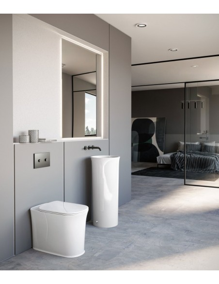 håndvask fritstående fristående vask gulvmonteret gulv badeværelse keramik hvid