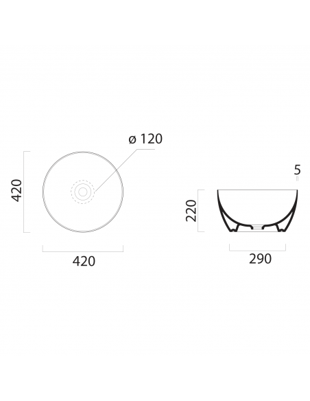 rund håndvask vask bordmonteret bordplade keramik badeværelse