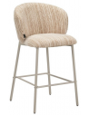 MILO Barstol i stål og chenille H96,5 cm - Gråbeige/Meleret taupe