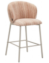 MILO Barstol i stål og chenille H96,5 cm - Gråbeige/Meleret pink