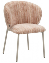 MILO Spisebordsstol i stål og chenille H81 cm - Gråbeige/Meleret pink