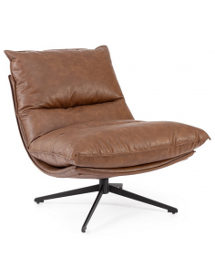 lænestol læder moderne design cognac brun drej drejefod drejefunktion retro