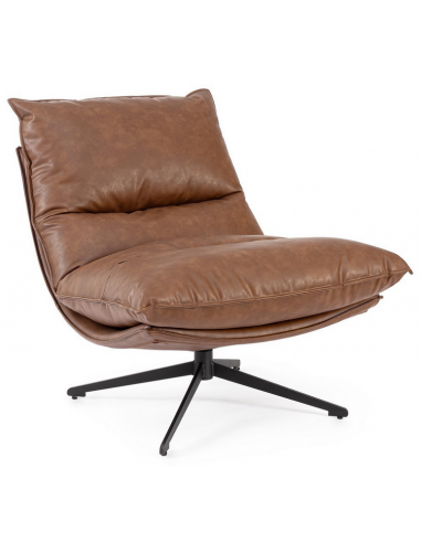 lænestol læder moderne design cognac brun drej drejefod drejefunktion retro