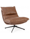 ALAN Lænestol i stål og kunstlæder H81 cm - Sort/Cognac