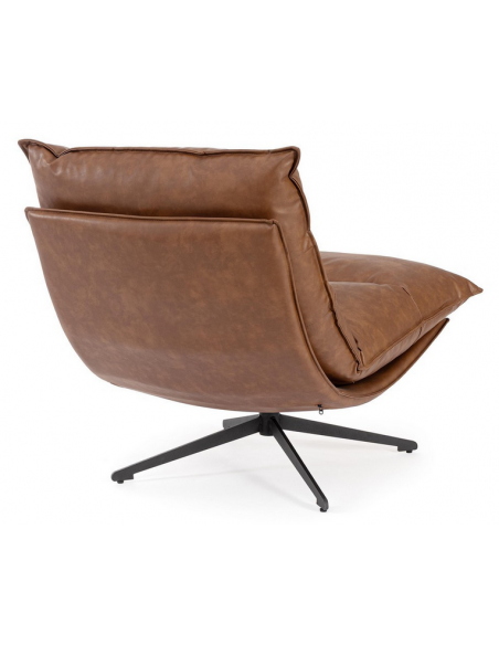 lænestol læder moderne design cognac brun drej drejefod drejefunktion retro