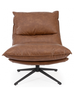 lænestol læder moderne design cognac brun drej drejefod drejefunktion retro 2