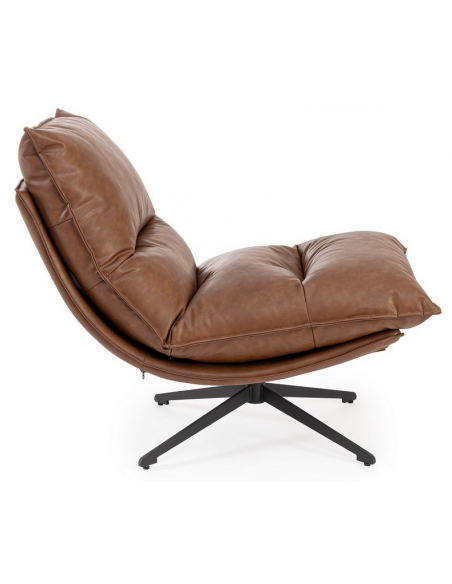 lænestol læder moderne design cognac brun drej drejefod drejefunktion retro