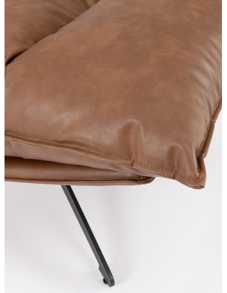 lænestol læder moderne design cognac brun drej drejefod drejefunktion retro