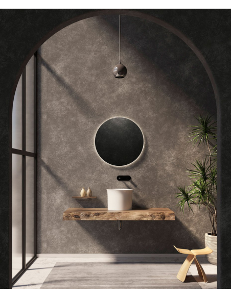 rund håndvask vask bordmonteret bordplade keramik badeværelse