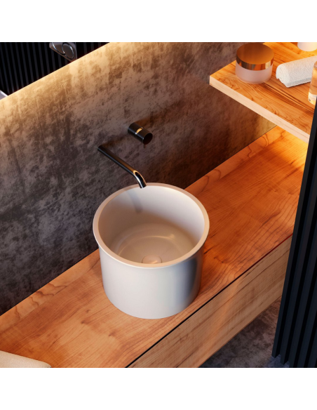 rund håndvask vask bordmonteret bordplade keramik badeværelse