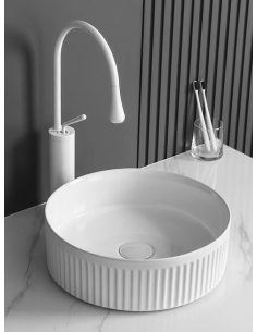 rund håndvask vask bordmonteret bordplade keramik badeværelse 2