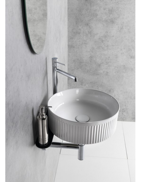 rund håndvask vask bordmonteret bordplade keramik badeværelse