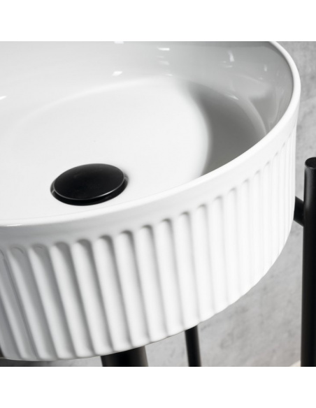 rund håndvask vask bordmonteret bordplade keramik badeværelse