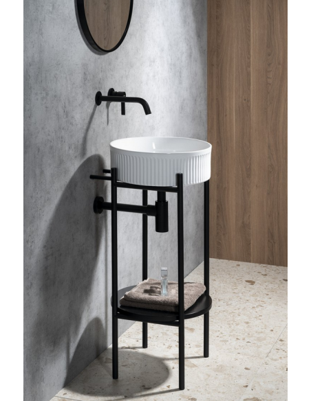 rund håndvask vask bordmonteret bordplade keramik badeværelse