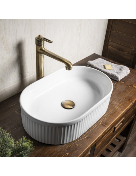 oval håndvask vask bordmonteret bordplade keramik badeværelse