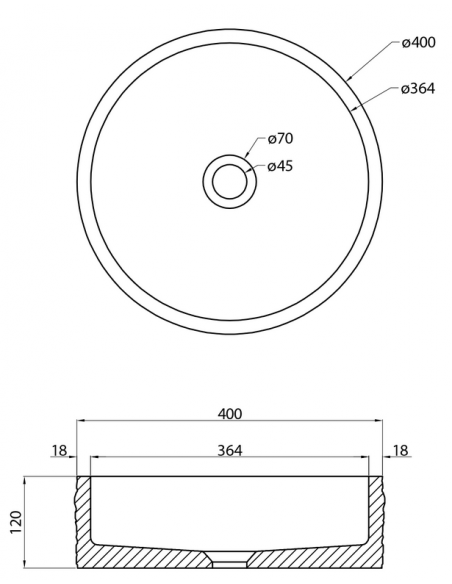 rund håndvask vask bordmonteret bordplade keramik badeværelse sten beton