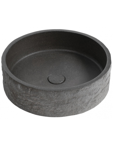 rund håndvask vask bordmonteret bordplade keramik badeværelse sten beton