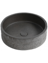 Bordmonteret rund håndvask i beton Ø40 cm - Gråsort granit