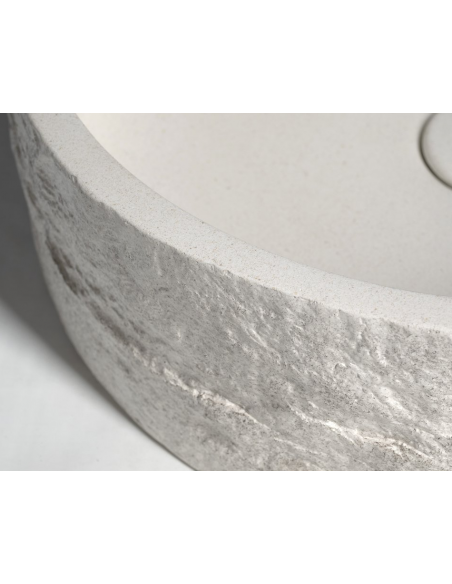 rund håndvask vask bordmonteret bordplade keramik badeværelse sten beton