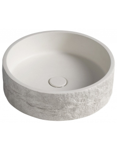 rund håndvask vask bordmonteret bordplade keramik badeværelse sten beton