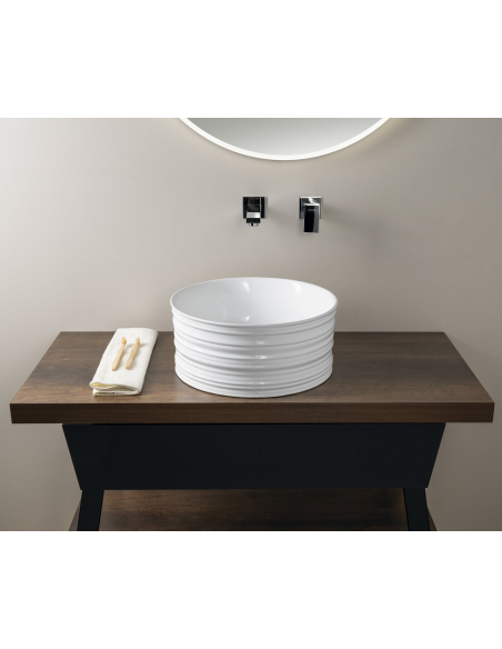 rund håndvask vask bordmonteret bordplade keramik badeværelse