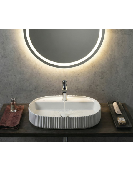 oval håndvask vask bordmonteret bordplade keramik badeværelse