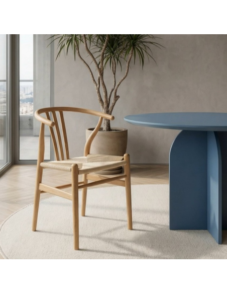 spisebordsstole træ eg egetræ moderne nordisk dansk design rattan flet armlæn