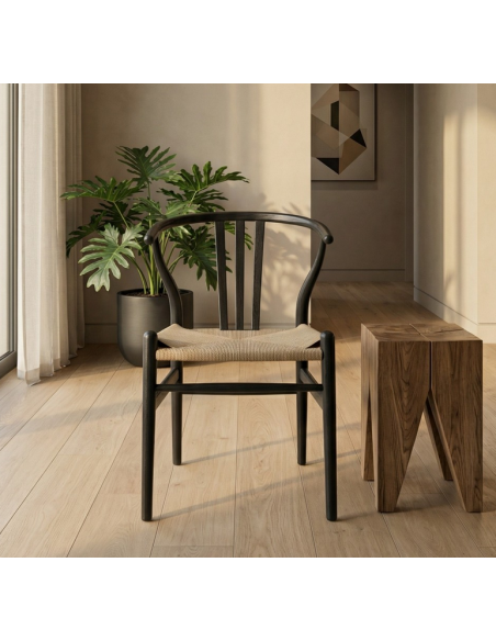 spisebordsstole træ eg egetræ moderne nordisk dansk design rattan flet armlæn