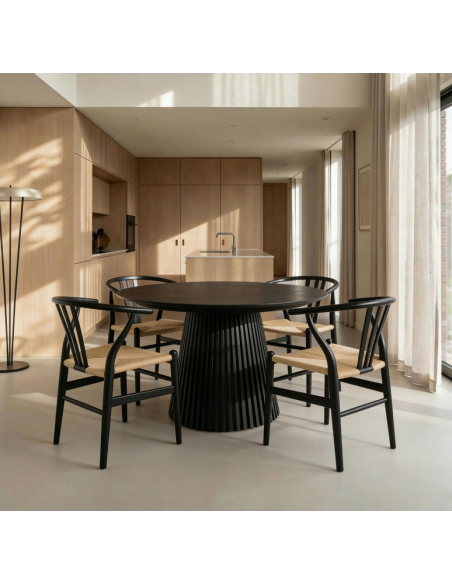 spisebordsstole træ eg egetræ moderne nordisk dansk design rattan flet armlæn