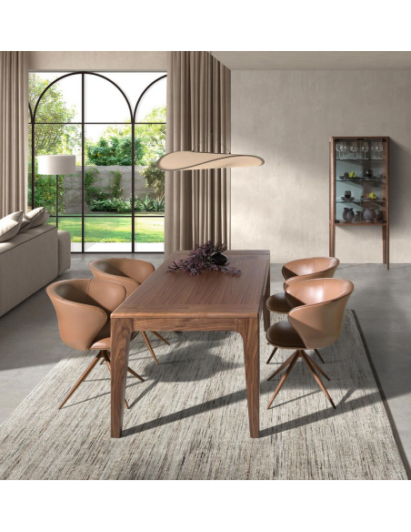 spisebord med udtræk tillægsplader træ valnød moderne design