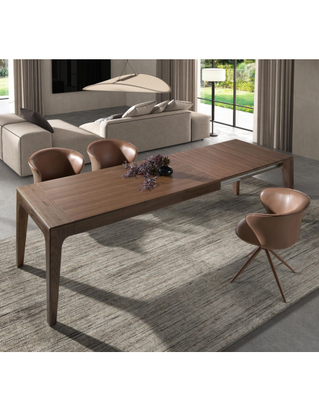 spisebord med udtræk tillægsplader træ valnød moderne design