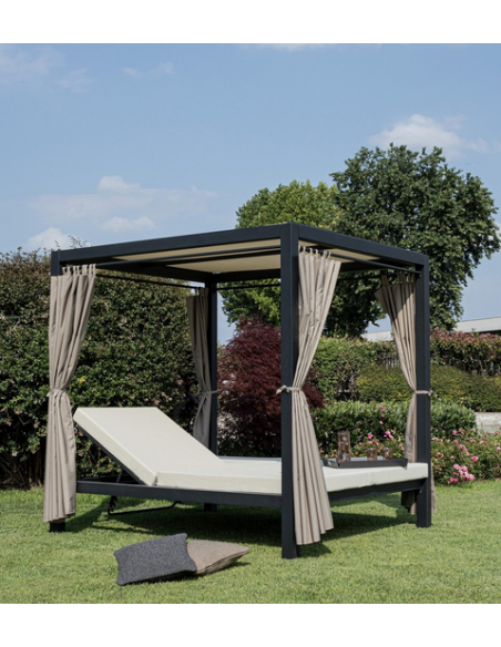 solseng dobbelt solvogn havemøbler daybed udendørs møbler gardiner design