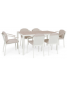 ULISE Spisebordssæt udendørs i aluminium og olefin - Hvid/Naturgrå