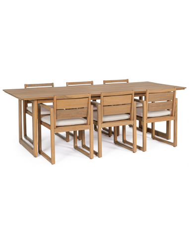 spisebordssæt udendørs havemøbler havebord med havestole træ teak teaktræ