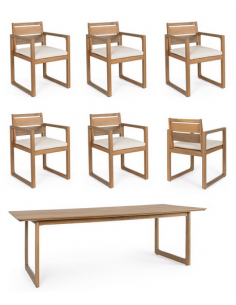 spisebordssæt udendørs havemøbler havebord med havestole træ teak teaktræ 2