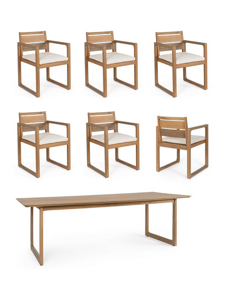 spisebordssæt udendørs havemøbler havebord med havestole træ teak teaktræ