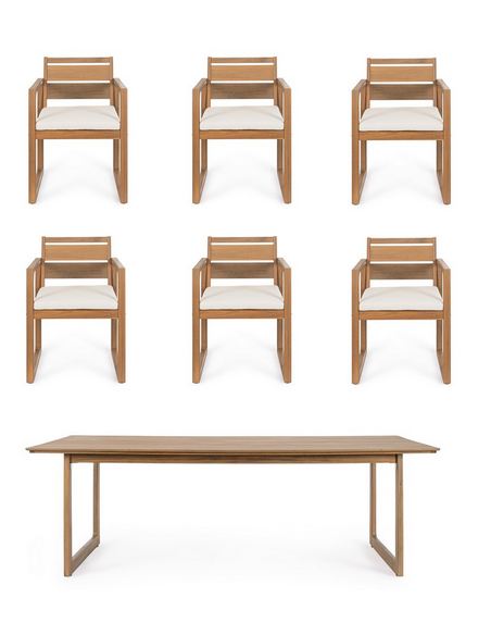 spisebordssæt udendørs havemøbler havebord med havestole træ teak teaktræ