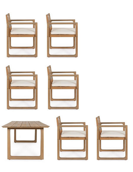 spisebordssæt udendørs havemøbler havebord med havestole træ teak teaktræ