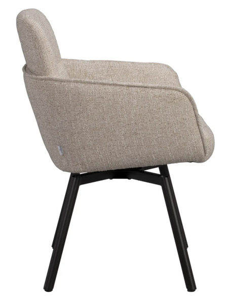 spisebordsstol med drejefod drejefunktion drej armlæn stof beige