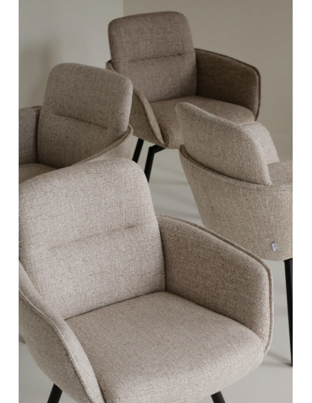 spisebordsstol med drejefod drejefunktion drej armlæn stof beige