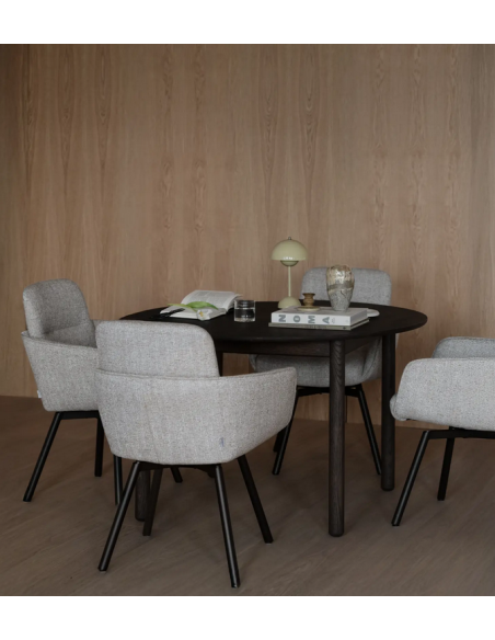 spisebordsstol med drejefod drejefunktion drej armlæn stof beige