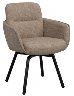 spisebordsstol med drejefod drejefunktion drej armlæn stof beige