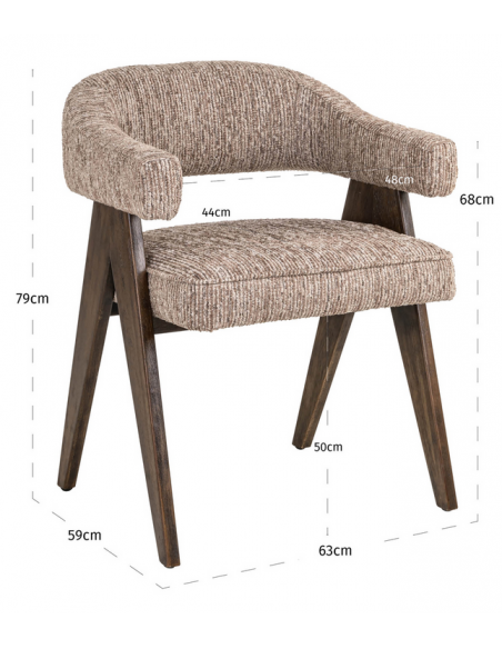 spisebordsstol med armlæn stof tekstil træ design moderne