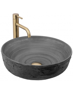 rund håndvask vask bordmonteret bordplade keramik badeværelse sten