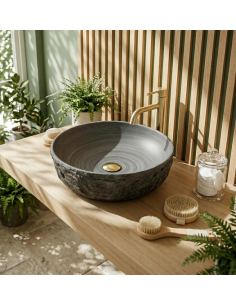 rund håndvask vask bordmonteret bordplade keramik badeværelse sten 2