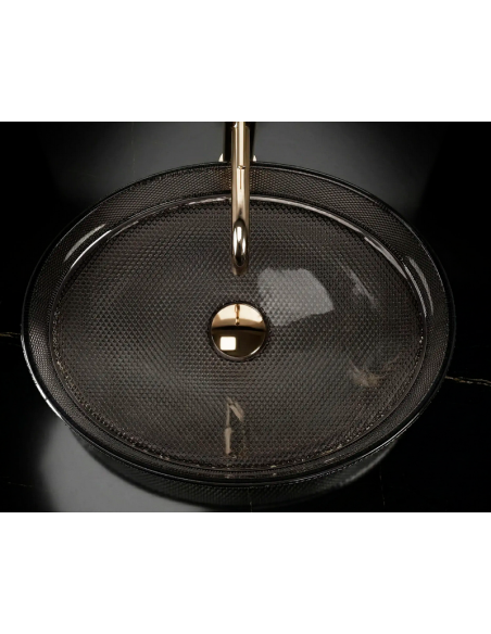 oval håndvask vask bordmonteret bordplade badeværelse sort glas