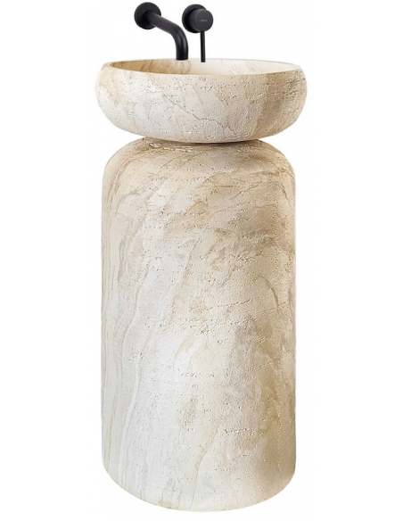 rund håndvask vask gulvmonteret gulv badeværelse sten
